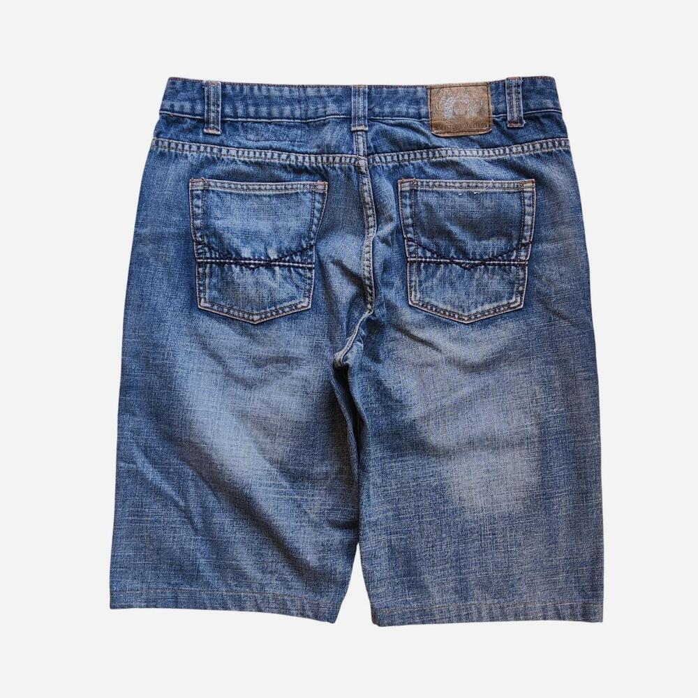 Y2K blue denim shorts with a relaxed fit